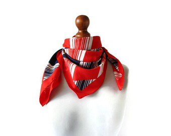 Blue White Red Scarf Vintage Square Scarf Summer Accessories Italian Scarf Patriotic Scarf Classic Scarf Vintage Scarves Gift For Her