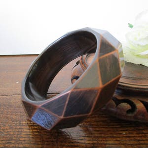Geometric Bracelet, Faceted Bangle, Copper Color Bangle Bracelet, Chunky Metallic Bangle, Statement Jewelry, Gift Idea