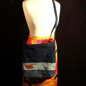 Hand made Reclaimed Denim Bag Cross body Bag Jeans Shoulder Bag Eco Friendly Product Unisex