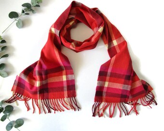 Plaid Women's Scarf Pink Red Orange Tartan Scarf Winter Accessories Warm Winter Scarf Christmas Gift for Her for Sister Girlfriend Gift