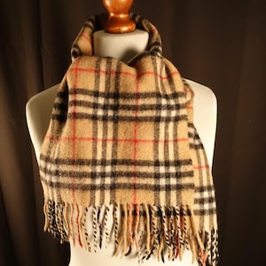 Soft PLAID WOOL SCARF Mens Womens Beige Red Black Checked Fringed Warm Winter Neck Warmer Scarf Gift Idea Christmas Gift For Him For Her
