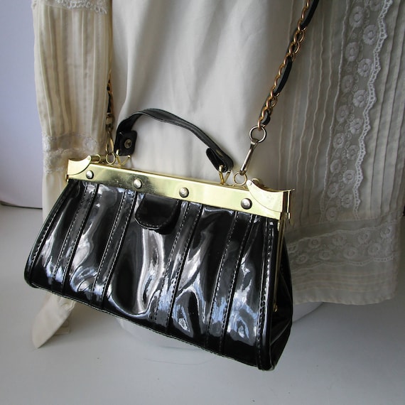 Shiny Black Top Handle Box Bag – OMNIA