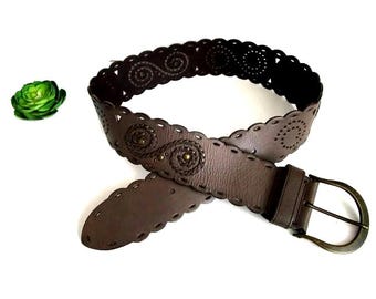 Vintage Wide Leather Belt for Women – EDC by Esprit - Etsy display picture 1