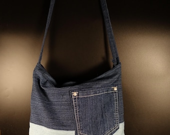 Reclaimed Denim Crossbody Bag: Upcycled Jeans Shoulder Bag