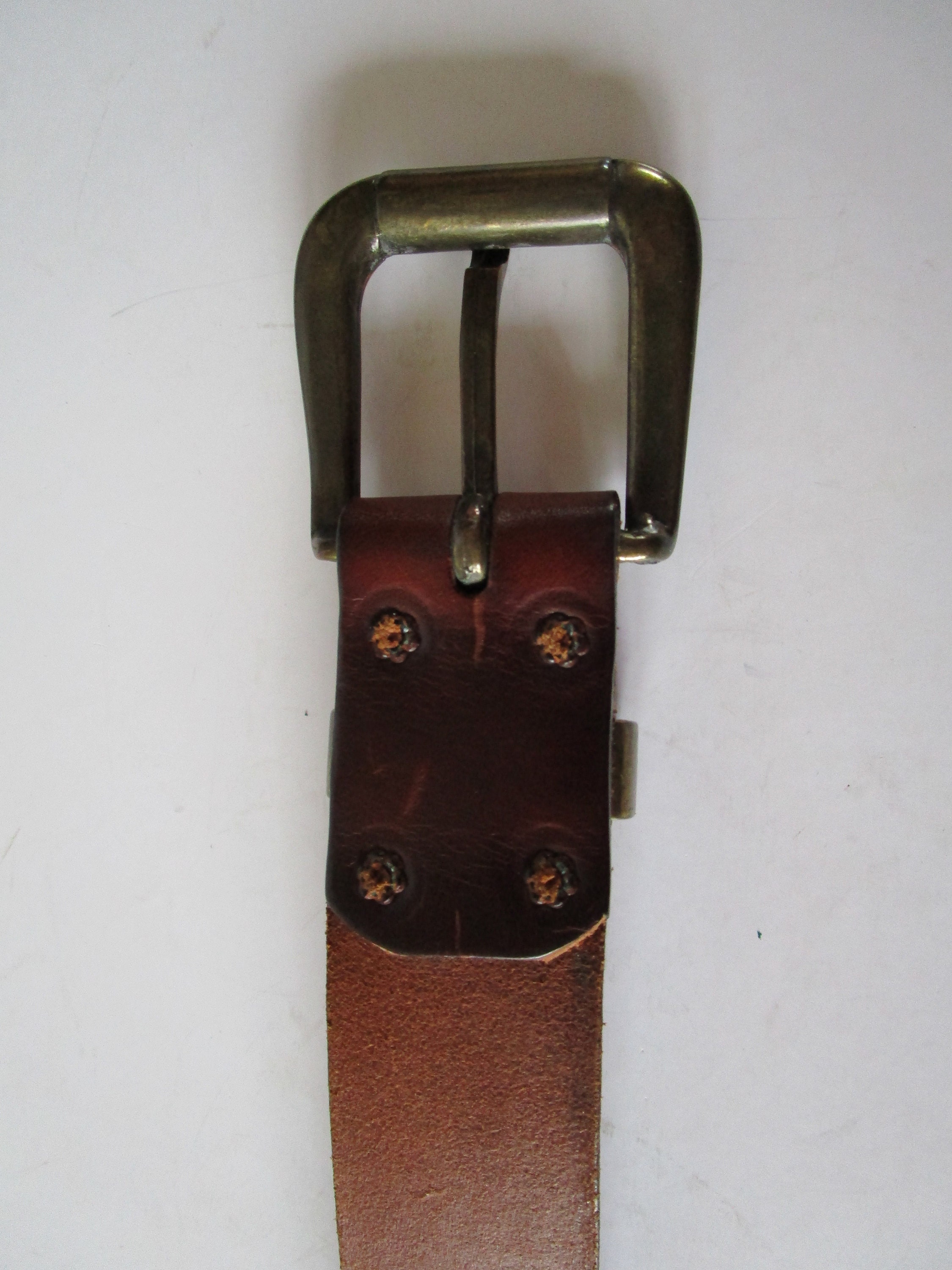 90s Vintage Thick Leather Belt Belts for Men Brown Genuine