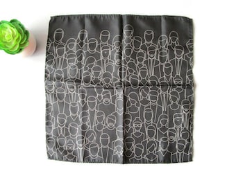 Vintage Silk Pocket Square: Blue Nautical Anchor Print
