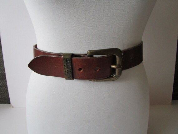 90s Vintage Thick Leather Belt Belts For Men Brow… - image 4