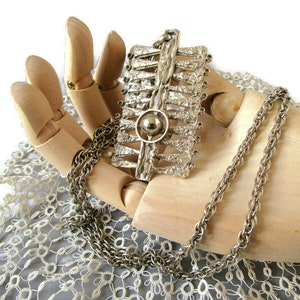 Vintage Modernist Brutalist Pendant Silver Tone Metal Sculptural Pendant Necklace Scandinavian Jewelry Finnish Jewelry Unisex for Woman Men