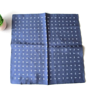 100% Silk Pocket Square Silk Pocket Square for Men Blue Black Nautical Paisley Suit & Tie Accessories Men&#39;s Accessories Gift for Him Dad