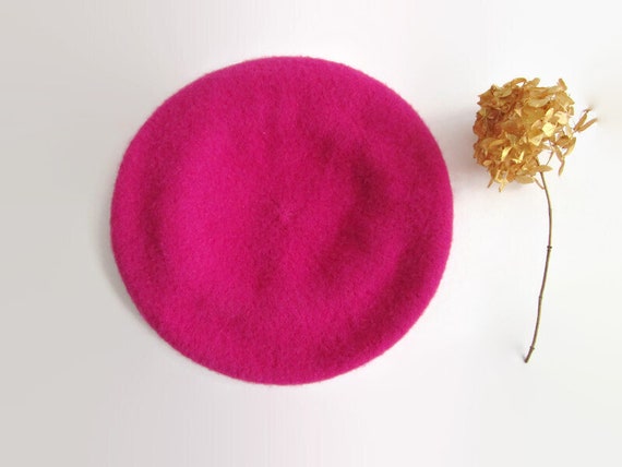 Vintage Pink Beret Classic Wool Beret Women Fall … - image 1