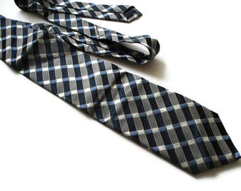 Emilio Tie Silk Tie Silk Necktie Vintage Silk Tie Vintage Necktie Blue white Stripes Silk Tie Gift for Him boyfriend gift 1990s