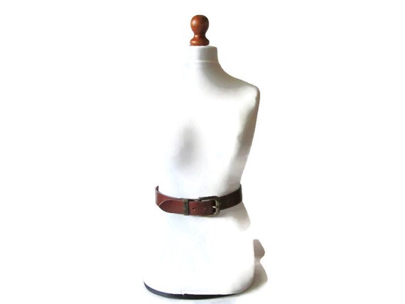 90s Vintage Thick Leather Belt Belts For Men Brow… - image 3