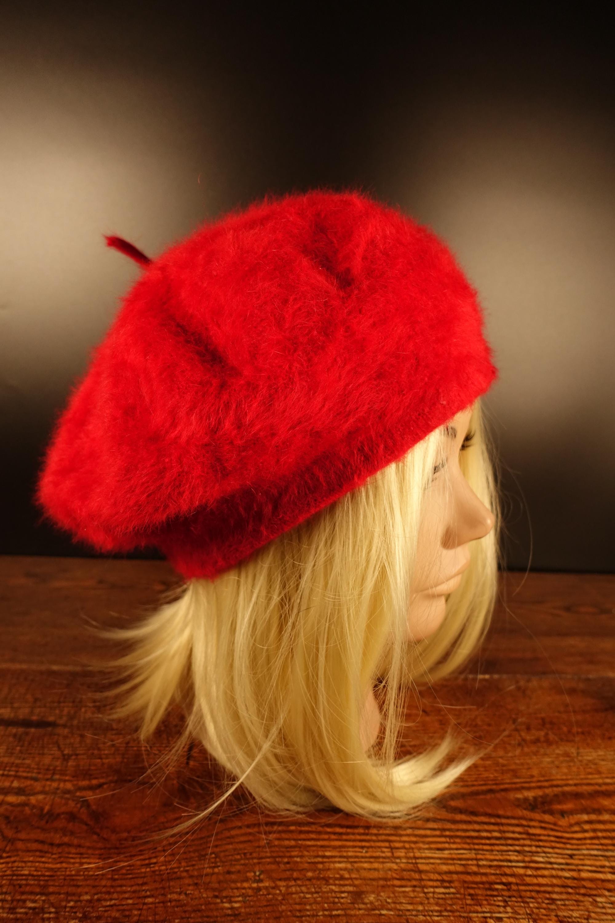 Lambswool Angora Red Beanie OS 80s 90s Preppy Classic British Crown Colony HK Kopka Accessories - Angora Beanie in Fire Red – gravitypope main image 3