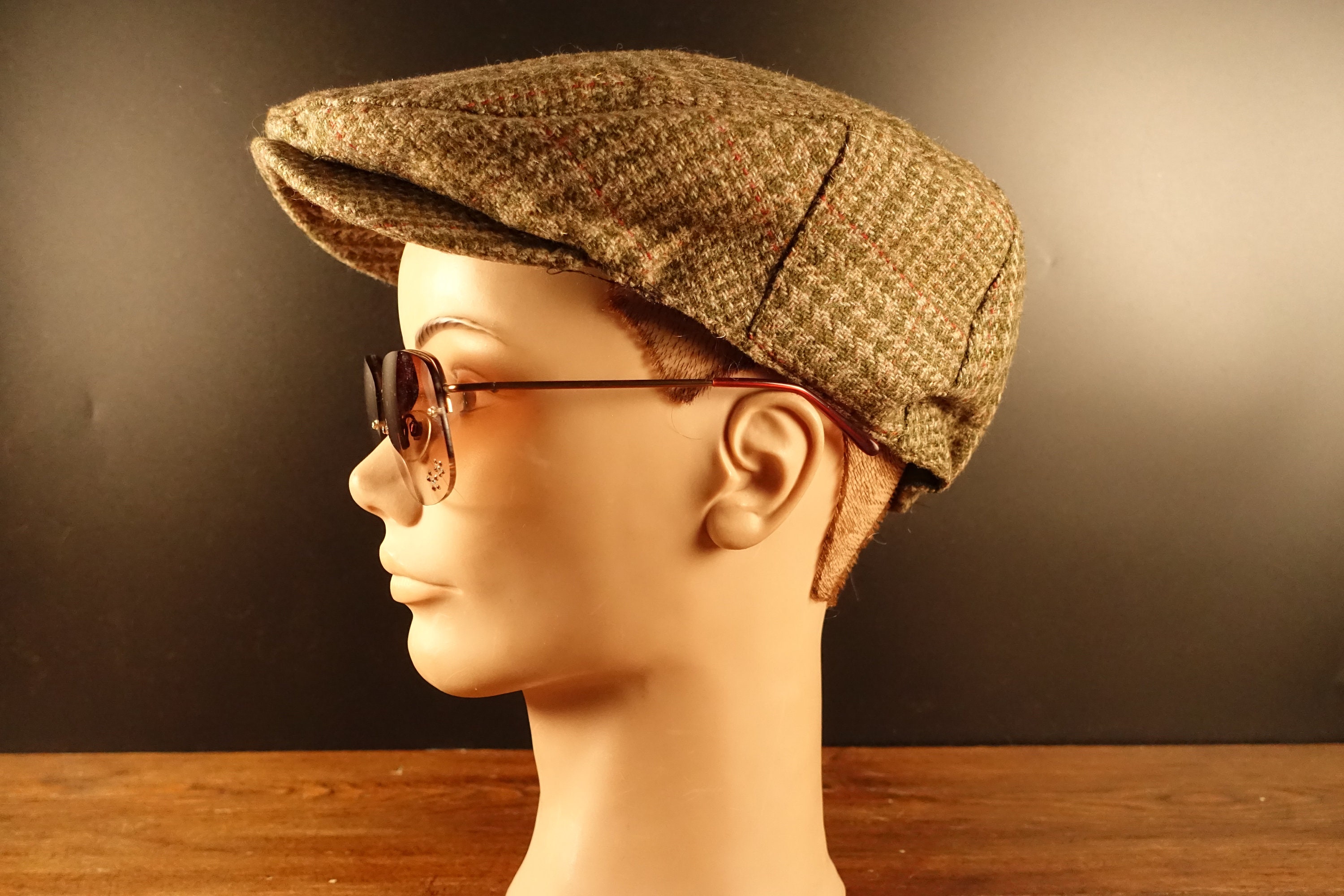 Vintage Tweed Sherlock Holmes Preppy Twee Golf Cap w/ Pom Pom Brown One Size Sherlock Holmes Deerstalker Hat Brown Tweed – Steampunkgearsa main image 3
