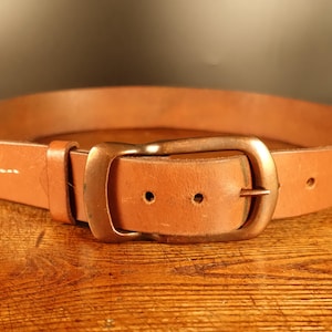 90s Vintage Thick Leather Belt Belts For Men Woman Brown Genuine Leather Belt Metal Buckle Leather Jeans Belt Belts for Him Size 80cm/31&quot;