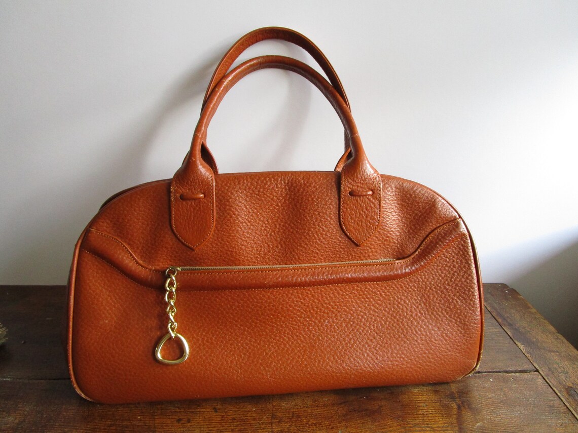 Cool Vintage 1970s 70s Bag Brown Leather Bag Top Handle Bag Boho Bag ...