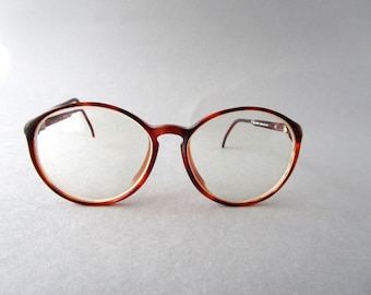 Vintage FLAIR Brille: 90er Jahre runde Vollrand Brille in Braun