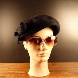 Vintage 60er Jahre Hut schwarz Wollfilz Hut Damen Hut Fischer Hut Cloche Hut Retro Hut Herbst Mode Film Requisite Foto Requisite Skandinavien Design