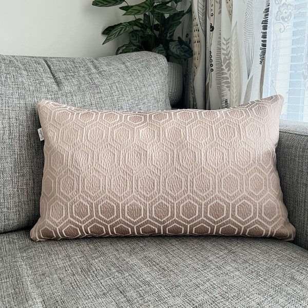 Rose Gold Pink Art Deco Luxury Lumbar Throw Pillow Cover, Scandinavian Design Long Cushion Cover, Handmade Ethical Pillow, 30x50cm, 12x20"