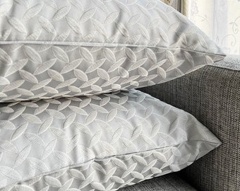 Grey 3D Leaves Scandinavian Throw Pillow Cover Set, Textured Decorative Pillow Case, Modern Nordic Minimal Cushion Cover, 45x45cm, 18x18"