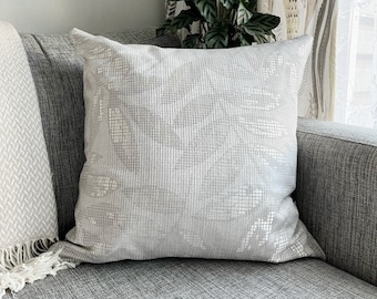 Luxury Silver Shimmer Cushion Cover, Gray Nature Scandinavian Throw Pillow Cover, Modern Nordic Decorative Pillow Case, 18x18", 20x20"