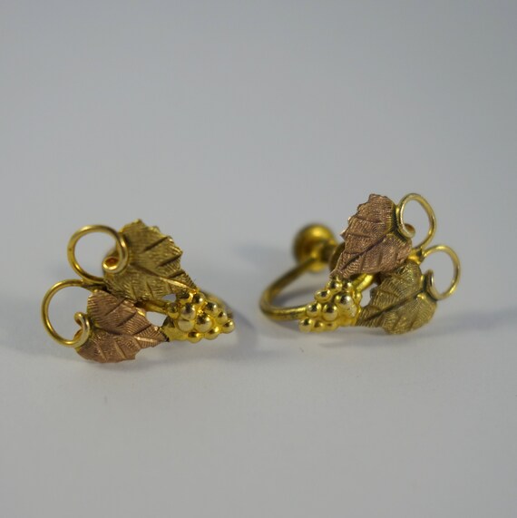 12K Black Hills Gold Screw Back Stud Earrings - Sc