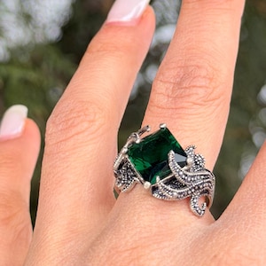 Armenian jewellery Emerald green sterling silver 925 Marcasite ring One of a kind rings