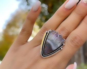 Raw Amethyst Sterling Silver Ring: Natural Gemstone, Armenia Design