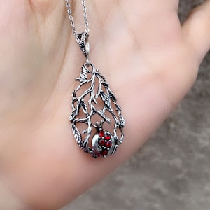 Silver pomegranate pendant, Sterling silver 925 pomegranate necklace , tree of life pomegranate persephone jewelry, pomegranate necklace 925