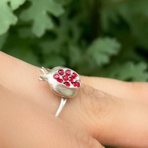 Silver pomegranate ring , Sterling silver 925