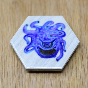 Dungeon Companions Beholder Thousand Eyes Hexagon ceramic tile magnet, DnD magnet, DM GM gift, gifts for him, mythical magnet, creepy magnet