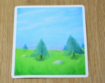 Evergreen trees with a blue sky landscape vinyl sticker