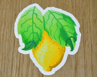 Squeeze me lemon and leaves vinyl sticker