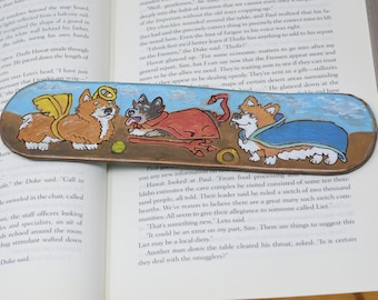 Fantasy Corgi Costume Bookmark, Halloween Animal Page Holder, Pups playing Book Accessory