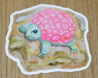 Tender tortoise with a raspberry on his shell vinyl sticker, turtle sticker, animal sticker, pet sticker, cute sticker