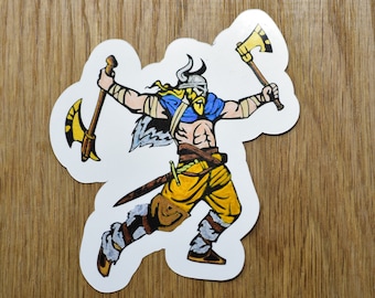 Dungeon Companions Viking male warrior with war axes vinyl sticker, Norse sticker, warrior sticker, fighter sticker, axe throwing sticker