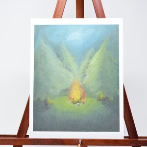 Campfire in the woods art print