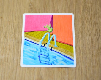 Hot summer day time to swim, pool ladder vinyl sticker