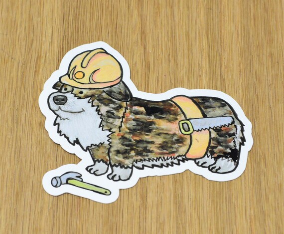 the Builder Corgi pegatina de para perros - Etsy