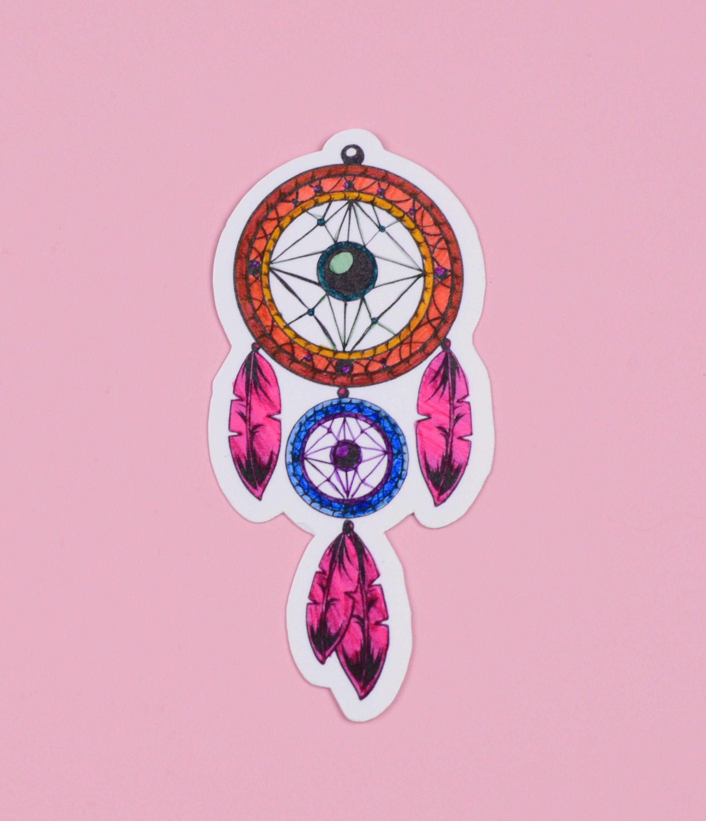 Feather & Dream Catcher Laptop Stickers - Aesthetic Waterproof Vinyl Decals | Easy Apply & Remove