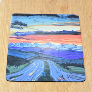 Highway mountain sunset landscape mouse pad, computer accessory, neoprene mat, desk decor, gaming non-slip mat