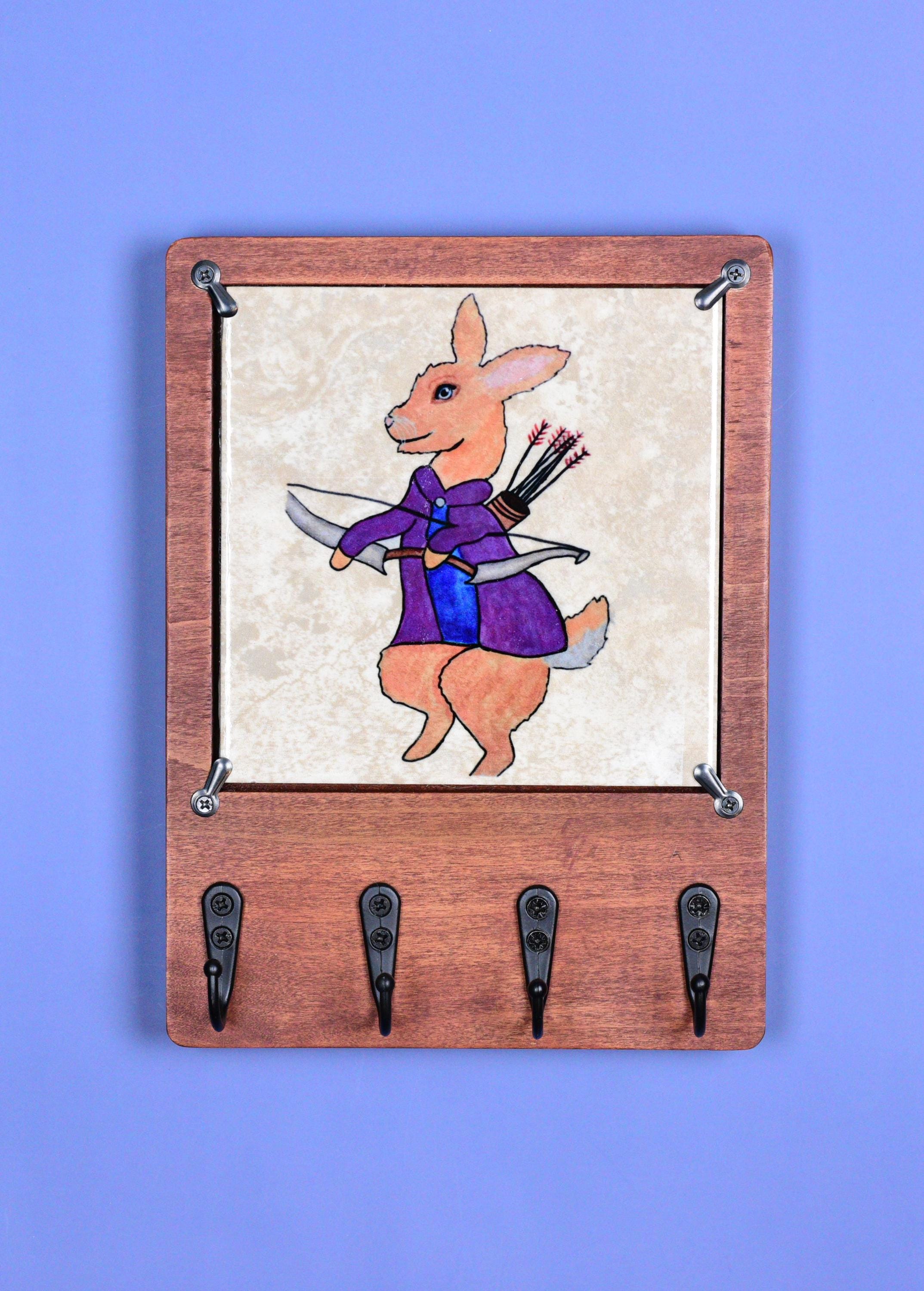 Rabbit Ranger DND RPG Wooden Key Rack Holder With Changeable Ceramic ...
