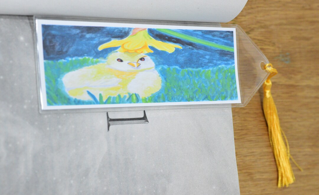 Demure Baby Chick With a Daffodil Flower Hat Bookmark Pet Etsy