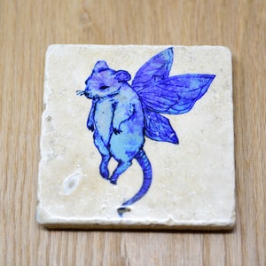 Fairy field mouse Stone Coaster, drink coaster, gifts for her, housewarming gift