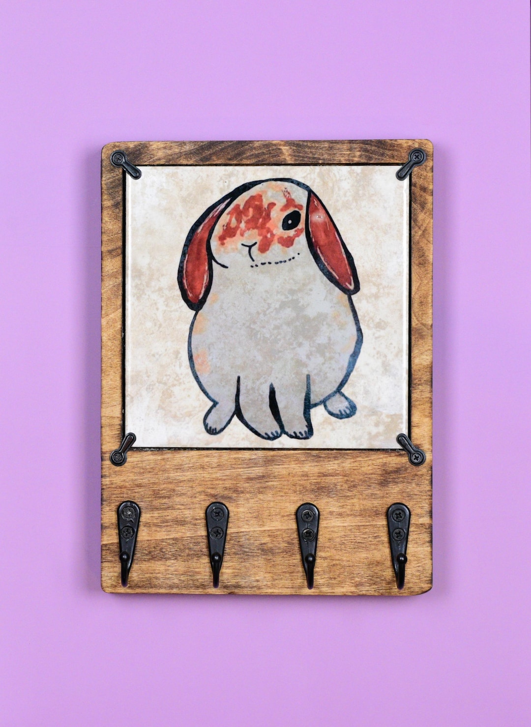 Beautiful Perk Rack Perky Bunny Rabbit Wooden Key Rack Holder for Wall With Interchangeable ...