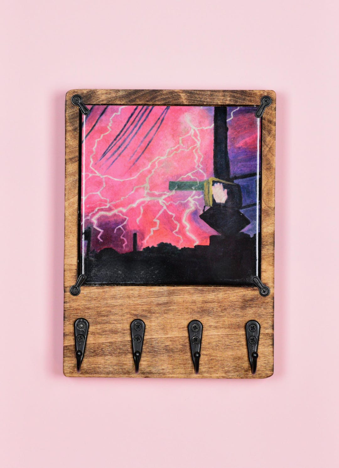 Lightning on a Street Corner Key Rack Holder for Wall With Changeable ...