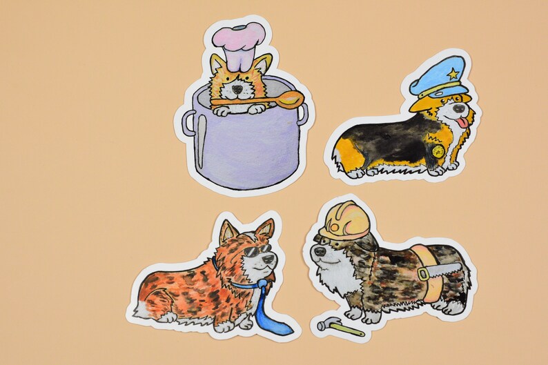 Labratory Corgi Sticker Career Corgi Dog Sticker Pack, Animal Pet Friend Laptop Decal, Pembroke ...