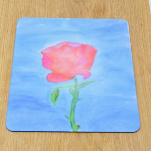 Watercolor rose still life mouse pad, computer accessory, neoprene mat, desk decor, gaming non-slip mat