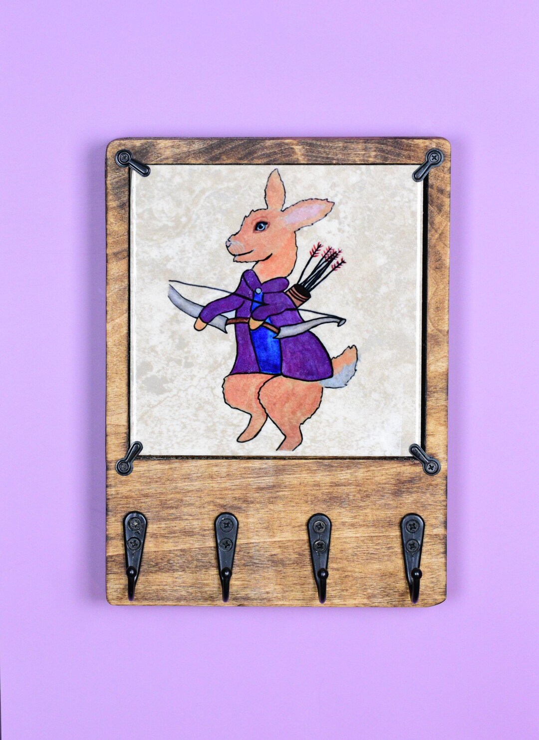 Rabbit Ranger DND RPG Wooden Key Rack Holder With Changeable Ceramic ...