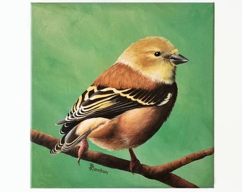 Goldfinch Art, Original Acrylic Painting on canvas, Bird Wall Art, Farmhouse Decor, Gallery Wall, Forest Animal, Birds, Gold Finch